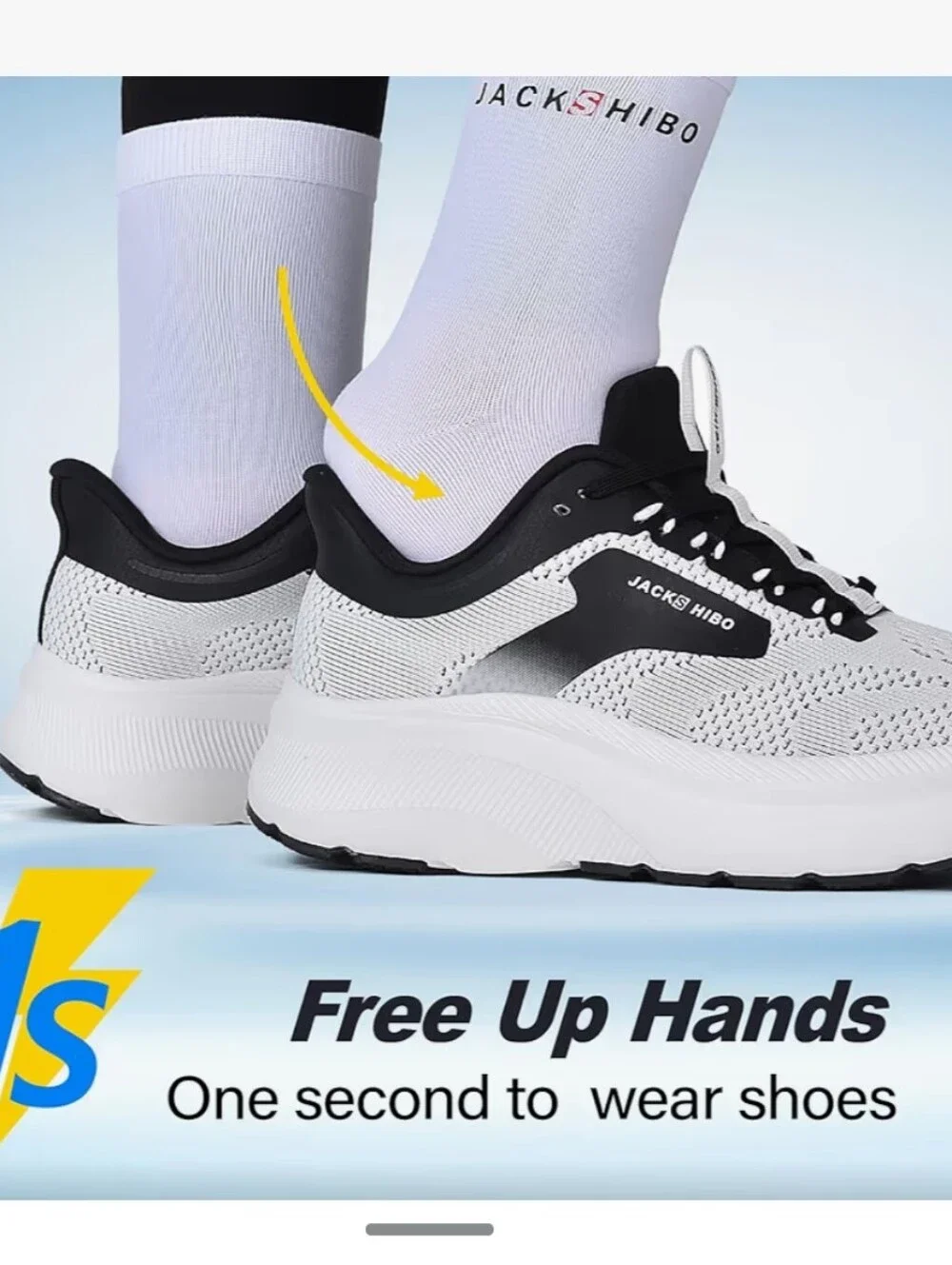 Jackshibo White and Black Athletic Running Shoe #61 - Picture 5 of 6